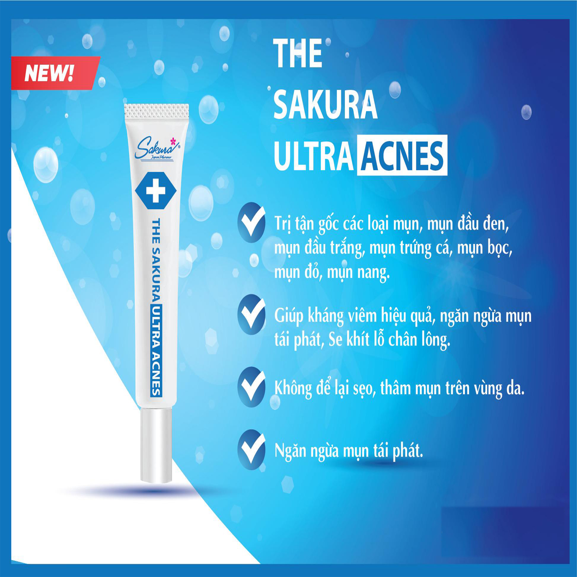 Gel Ngăn Ngừa Mụn Kháng Viêm Và Làm Mờ Thâm Mụn The Sakura Ultra Acnes 30g