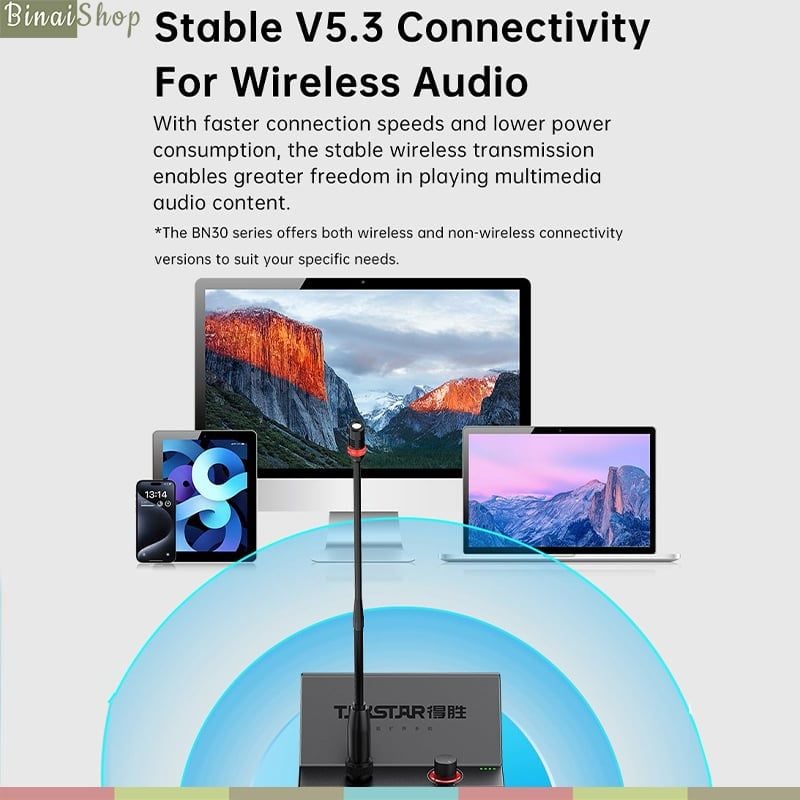 Takstar BN30B – Bộ Micro Cổ Ngỗng Kèm Loa Kép Công Suất 30W, DSP Chống Hú, Kết Nối Mở Rộng Đa Dạng Cho Phát Biểu, Họp Trực Tuyến, Giảng Dạy - Hàng chính hãng