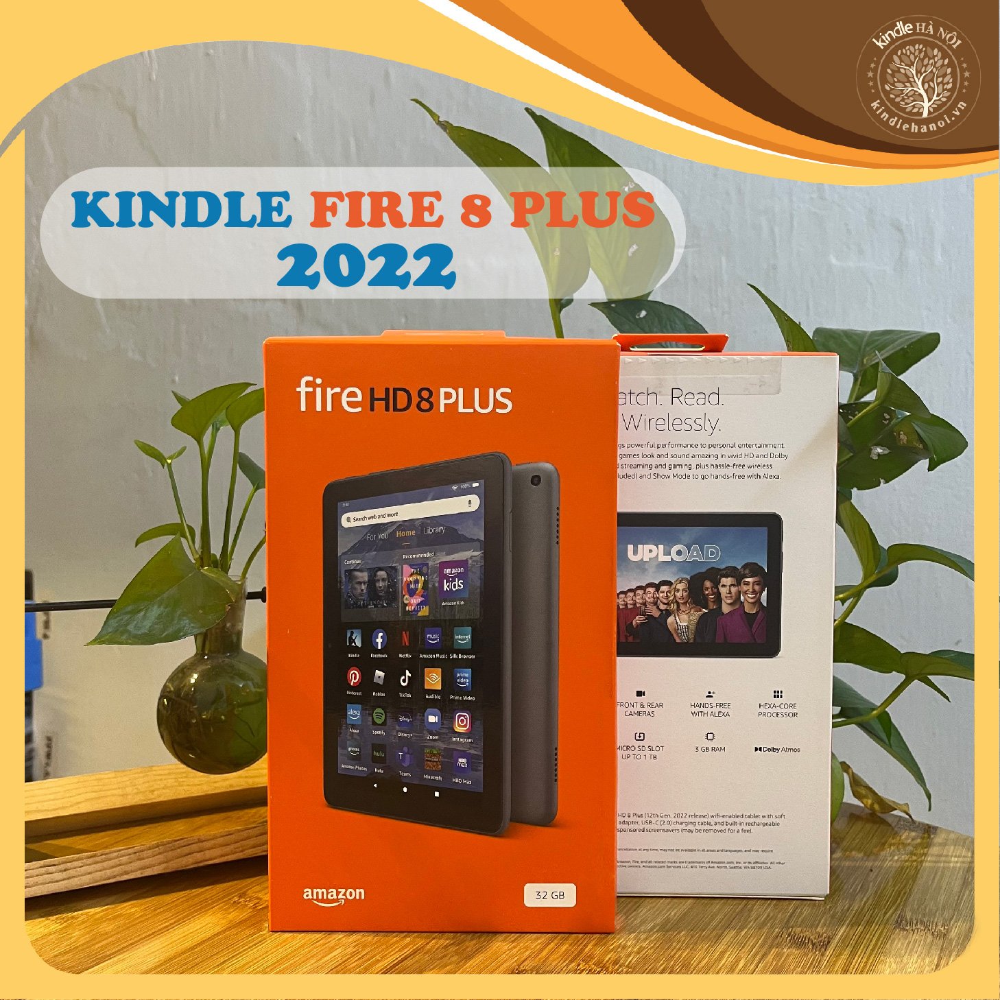 Máy tính bảng Kindle Fire HD8 PLUS 2022 - Màn hình 8inch HD, RAM 3GB, CPU Hexa-core 2.0 GHz, CÀI ĐƯỢC CH PLAY- Hàng nhập khẩu