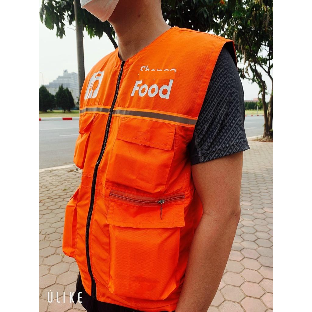 Áo Ghi Lê SPF 2 Mặt Cam Đen Có Phản Quang Đi Đêm