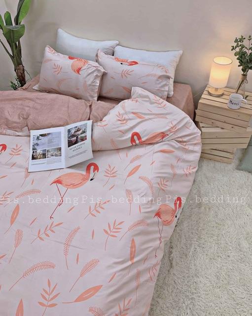 Chăn ga gối cotton poly - Hạc cam siêu phẩm!