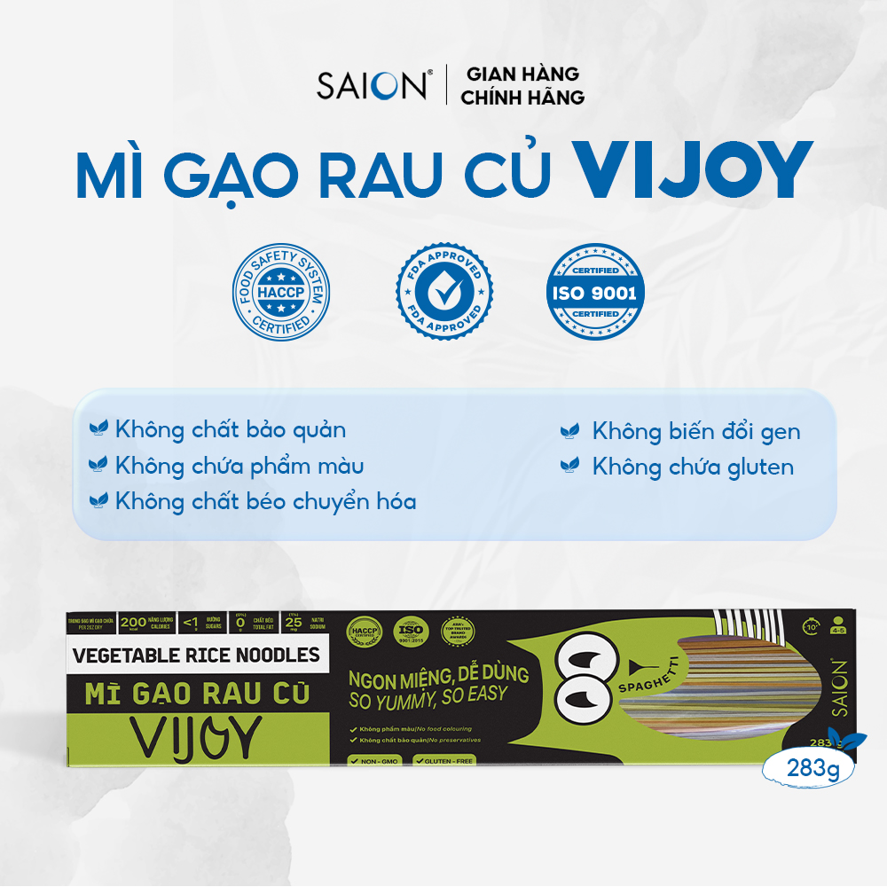 Mì Gạo Rau Củ Spaghetti VIJOY Thuần nhiên Tiện lợi Hộp 283g