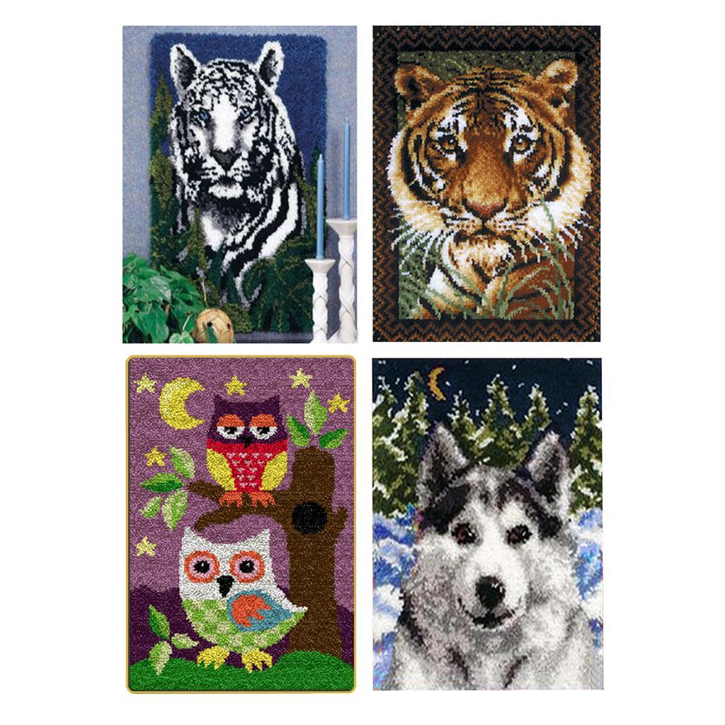 Large Latch Hook Rug Kit for Adult Kids Animal Cushion Making