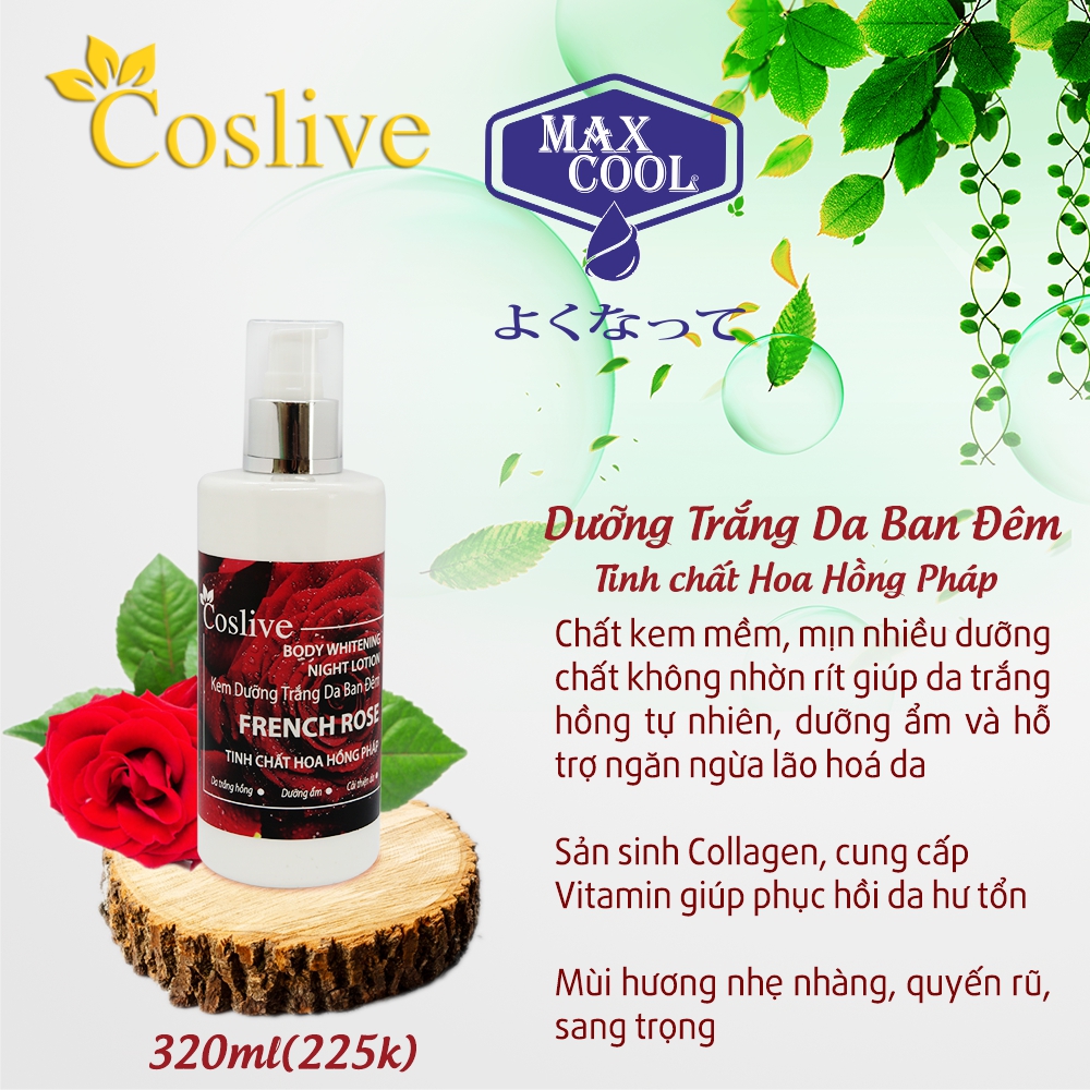 Combo Kem Dưỡng Trắng Da Toàn Thân Chống Nắng Ngày - Đêm Coslive 320ml ( 320ml x 2 )