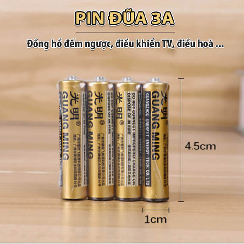 VỈ 4 Viên Pin Tiểu 2A &amp; 3A GUANG MING Pin Đũa Điều Khiển Đồng Hồ Treo Tường Hàng Nội Địa Chất Lượng Cao