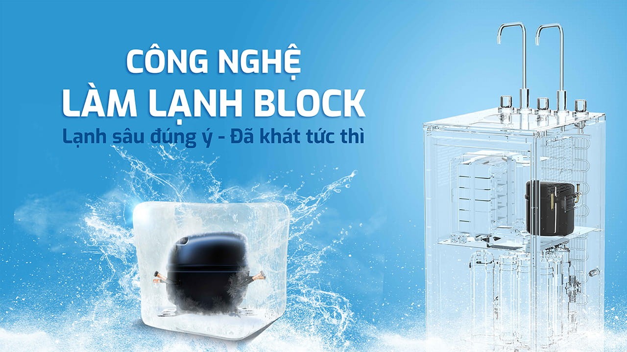 Máy lọc nước nóng lạnh 2 vòi 3 chế độ 11 lõi công nghệ Block Karofi KAD-R35 - Lắp đặt toàn quốc - Hàng chính hãng