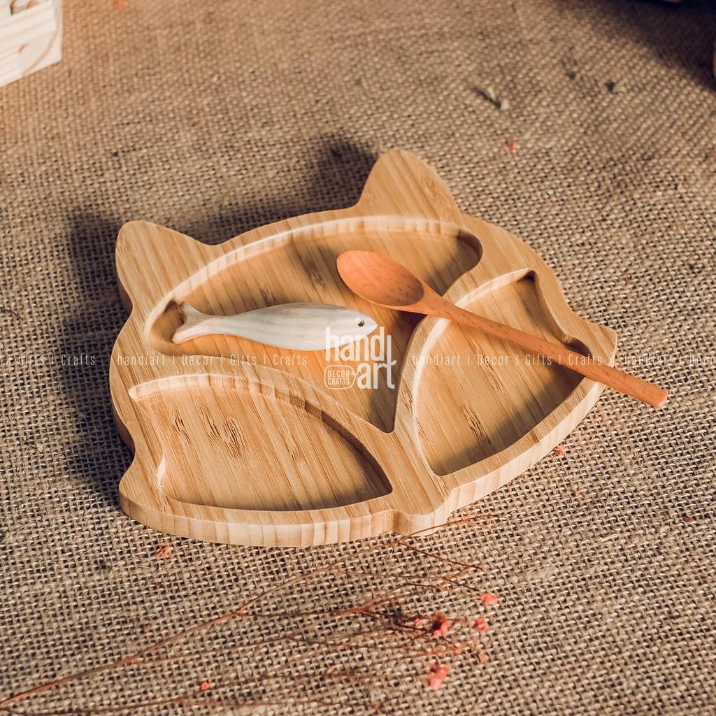 Khay gỗ tre con cáo - Khay gỗ tre ăn dặm - Bamboo wooden tray