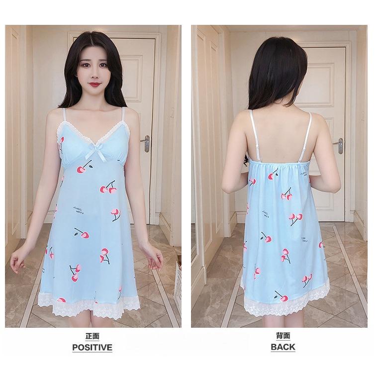 Váy bận nhà 2 dây ren ngực có đệm mút dễ thương ngọt ngào quyến rũ BK24