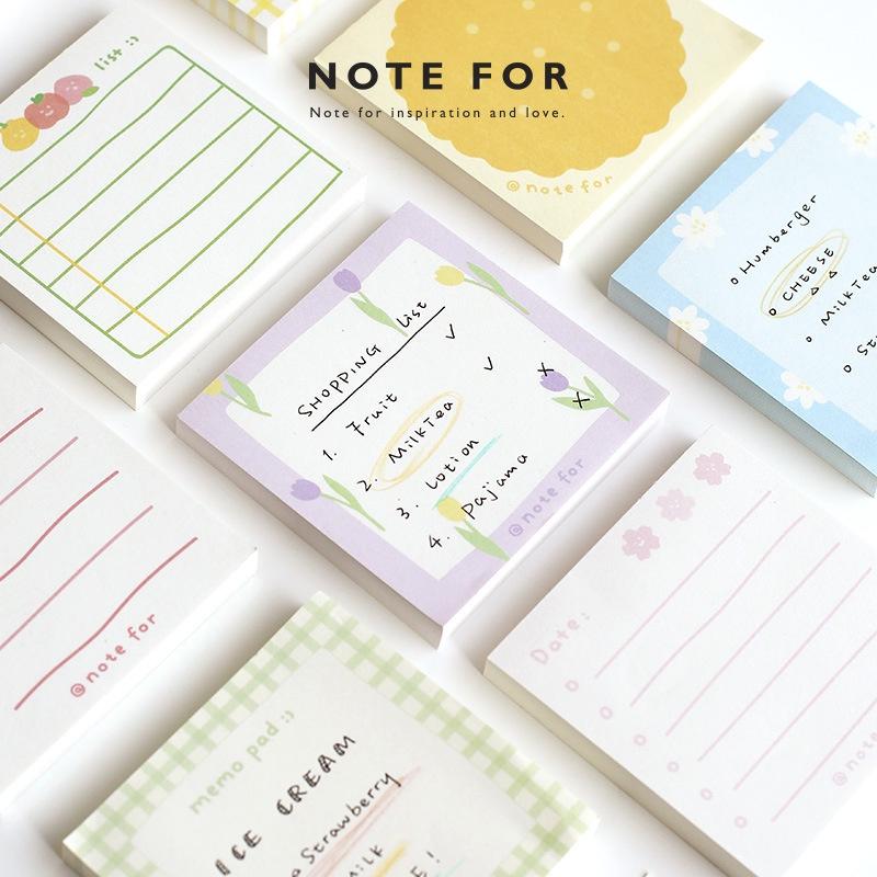 Giấy Note - Set 100 Tờ Memo Pad Vuông NOTE FOR Pattern Cookie Flowers