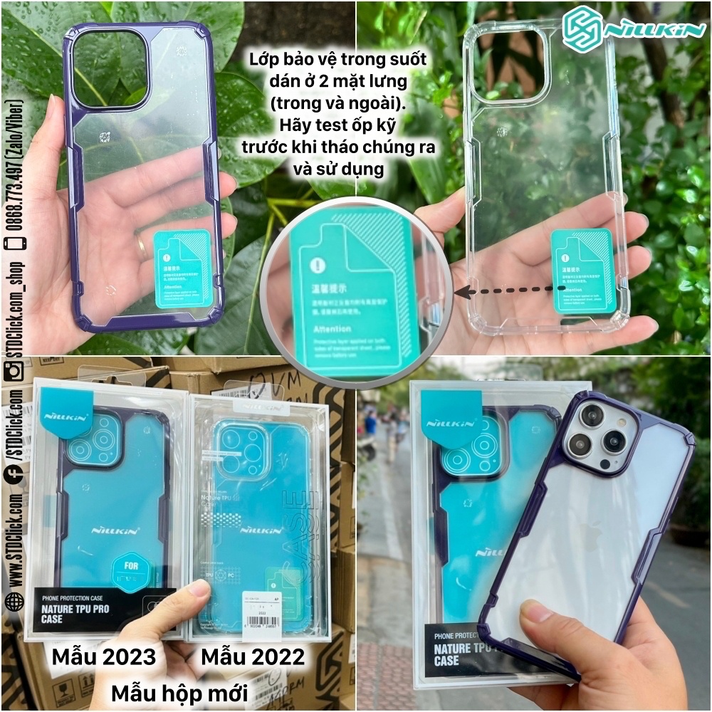 ỐP LƯNG DÀNH CHO ĐIỆN THOẠI IPHONE 14 PRO NILLKIN NATURE TPU PRO LƯNG KÍNH PC TRONG VIỀN DẺO