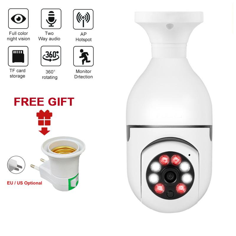 Camera Giám Sát PTZ Wifi Bóng Đèn 1080P Camera IP Toàn Cảnh Nhìn Xuyên Đêm 360 Xem Bảo Vệ An Ninh Camera Quan Sát Đèn E27 Máy Quay Màu Sắc: Camera Bóng Đèn
