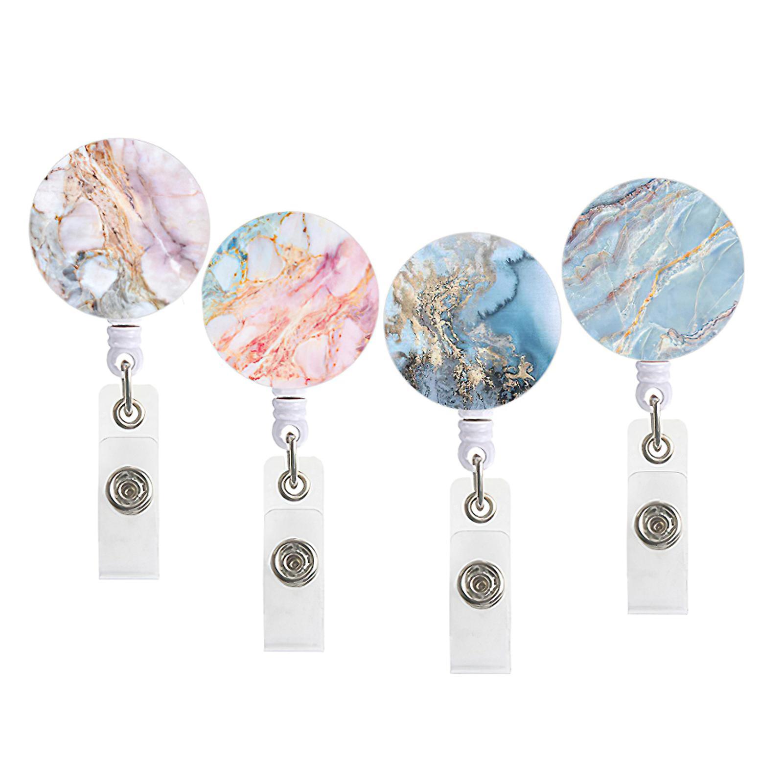 4 PCS có thể thu vào BADGE BADGE CLIP Chủ trang trí cho thẻ tên ID, nhân viên văn phòng, y tá bác sĩ