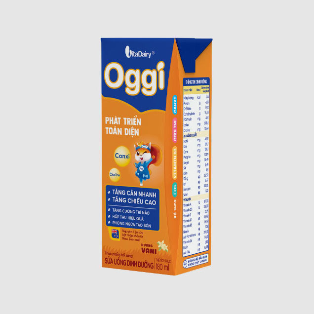Thùng Sữa dinh dưỡng Oggi Phát triển toàn diện 180ml - giúp bé tăng cân nhanh, tăng chiều cao