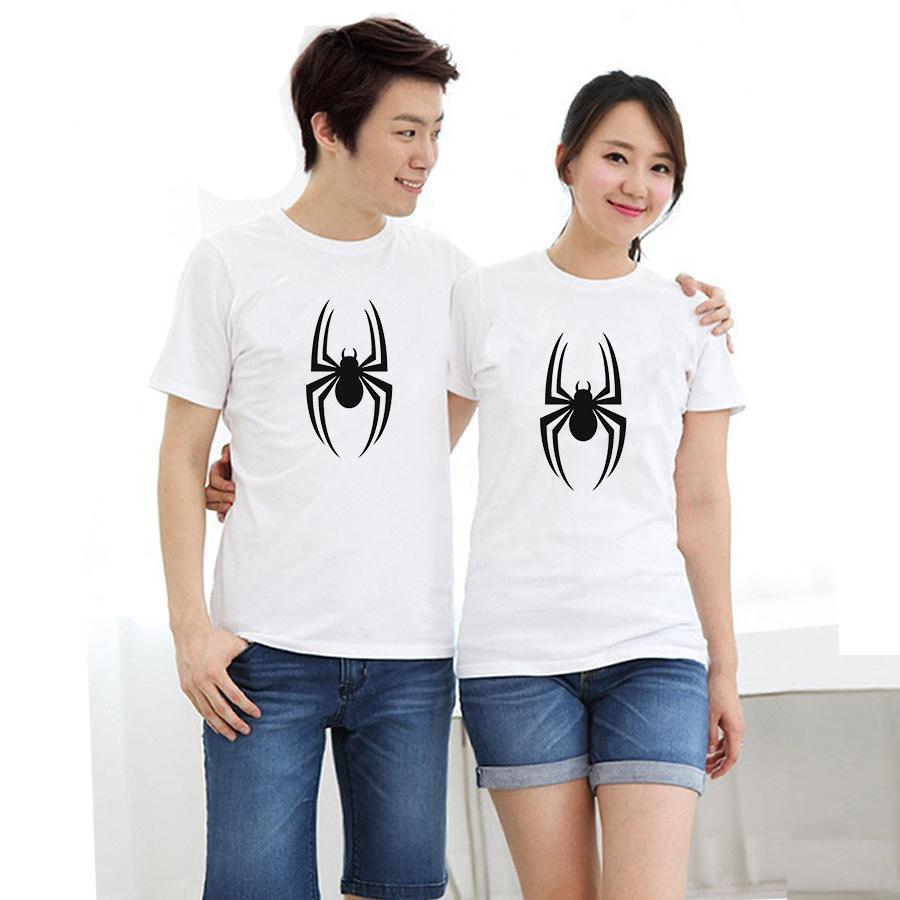 Áo thun cặp đôi in hình nhện form rộng phong cách hàn quốc