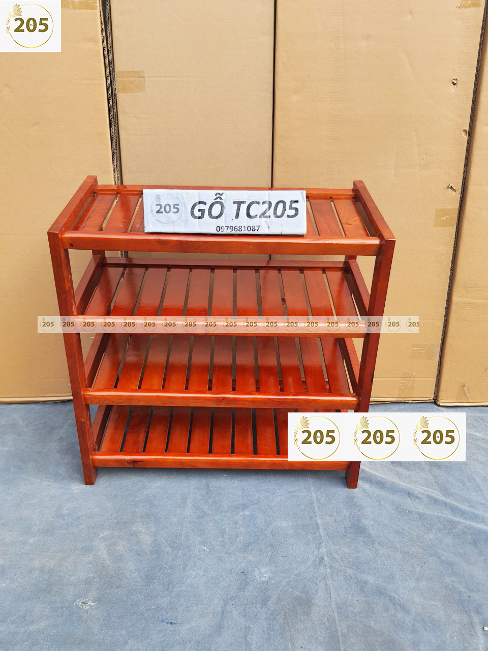 KỆ DÉP 4 TẦNG DÀI 60CM GỖ CAO SU - MÀU NÂU - 60cm long 4-layer shoe rack rubber wood-Brown