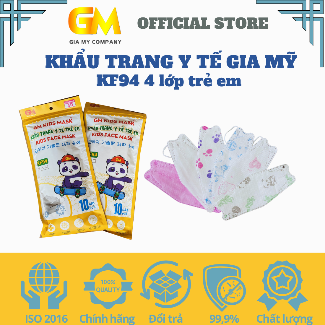 Khẩu trang KF94 Gia Mỹ Trẻ em bịch 10 cái