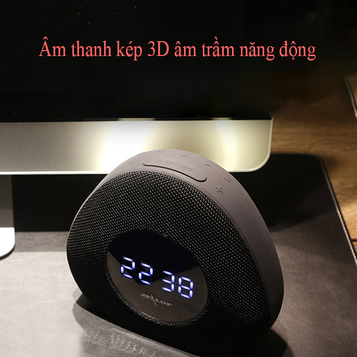 Loa bluetooth Zealot hàng chính hãng kiêm đồng hồ báo thức, đèn ngủ để bàn S23 âm thanh sống động tương thích điện thoại, laptop, máy tính...