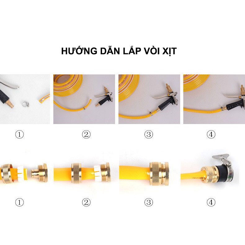 Bộ vòi tưới, cây rửa xe với đầu vòi tăng áp 3 chế độ đa năng tiện dụng dài 10m