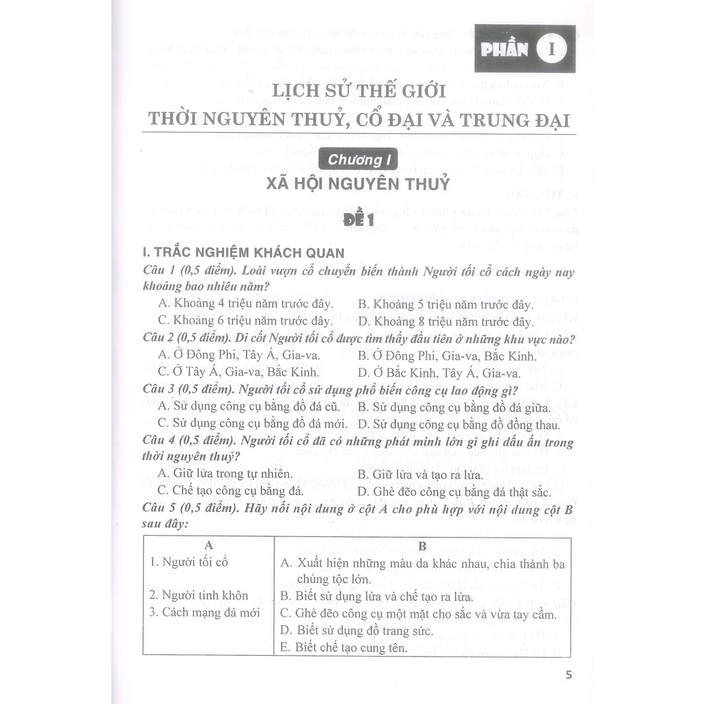Bộ Đề Kiểm Tra Trắc Nghiệm Và Tự Luận Lịch Sử 10 ( Dùng Chung Cho Các Bộ SGK Hiện Hành