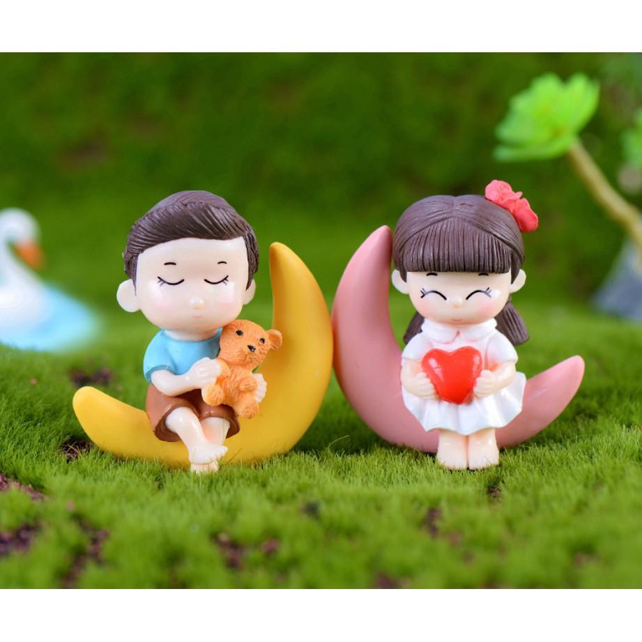 Đôi thiên thần cung trăng cute size lớn 4.5x4.9cm cho các bạn làm móc khóa, dựng tiểu cảnh, DIY