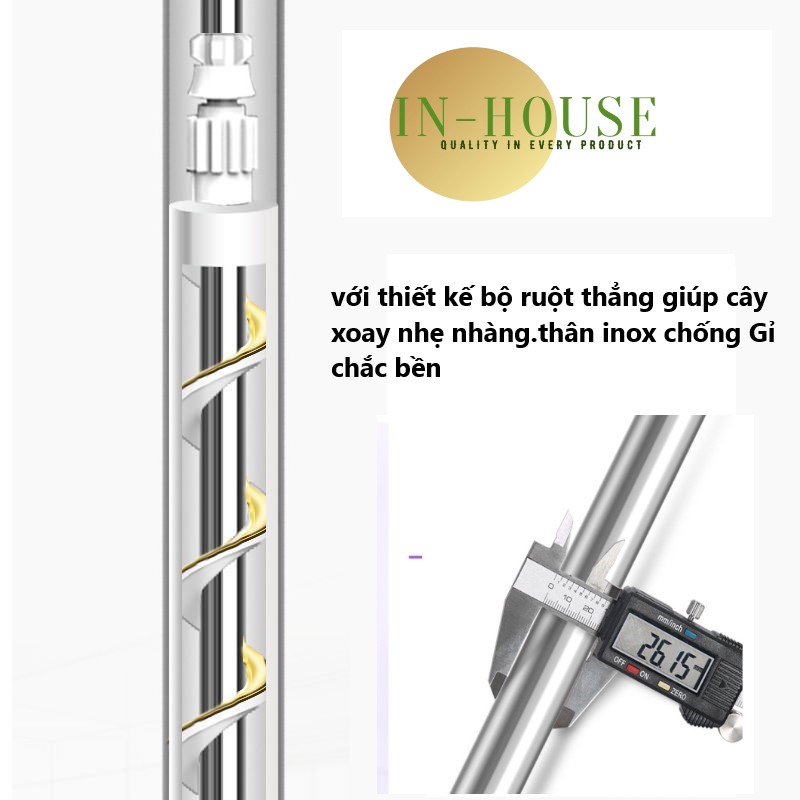 Cây lau nhà thái lan 360 độ inox bền đẹp IH-F22