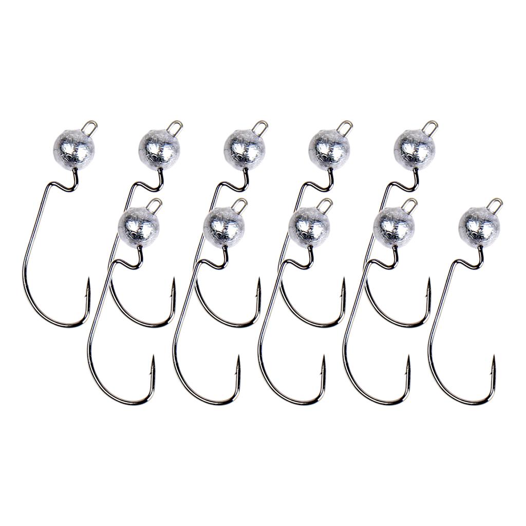 10pcs Weighted Fishing Hooks Crank Hook with Lead for Swimbaits 3.5g