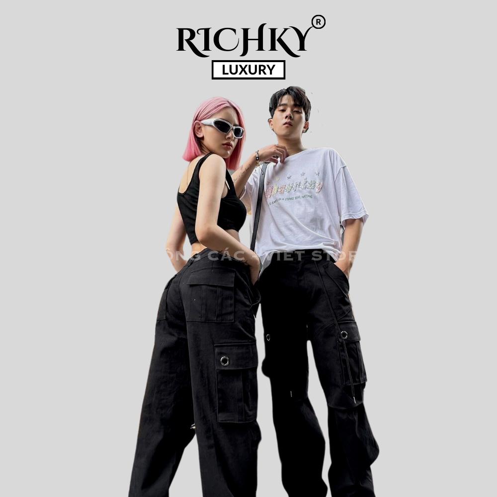 Quần Kaki Cargo Pant Túi Hộp Ống Suông Richky Màu Đen Q333