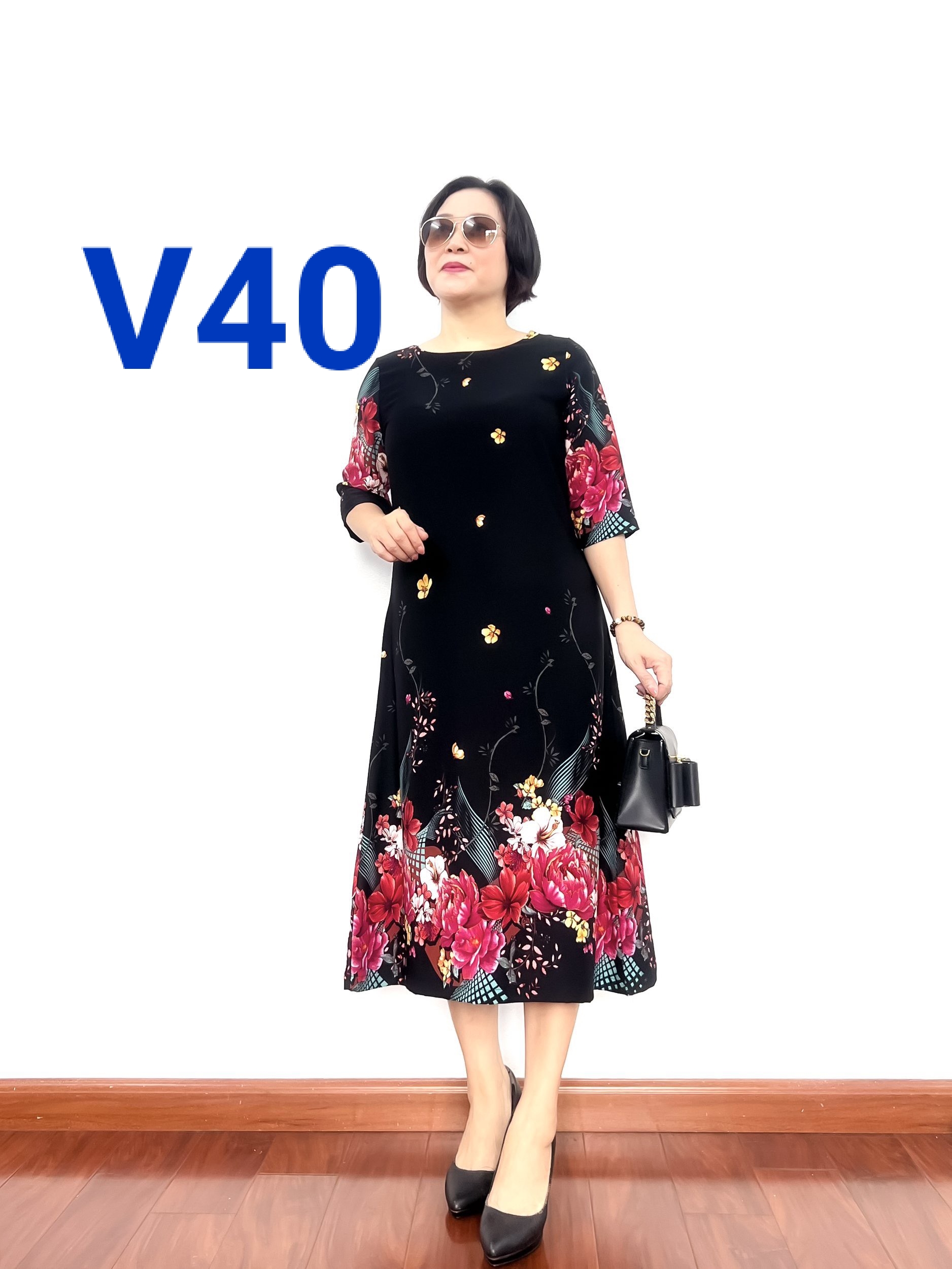 Váy Trung Niên Cho Mẹ Chất Liệu Lụa Mango Cao Cấp Họa Tiết Cực Đẹp 2022 - Tuấn Tú Store