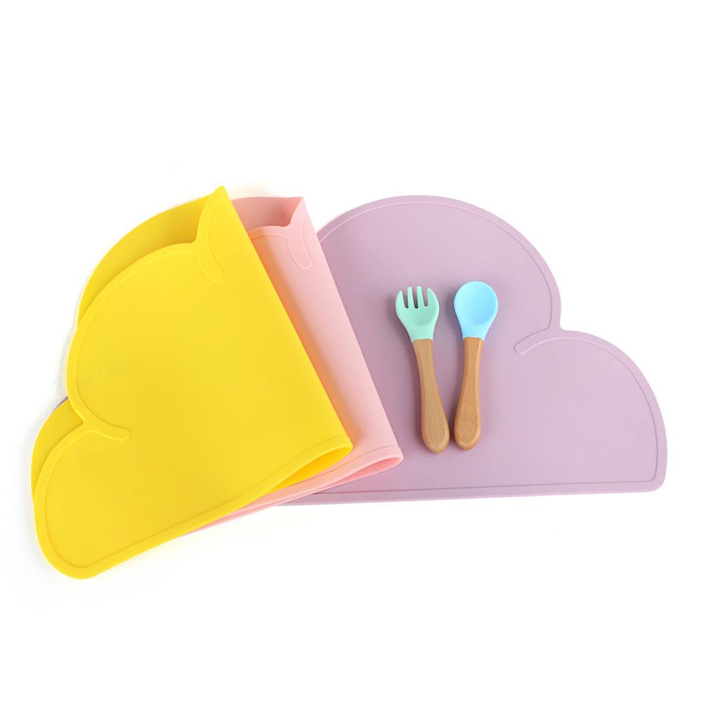 Trẻ Em Bát Thìa Dĩa Yếm Placemat Bộ Đồ Ăn Chống Trượt Silicone Cấp Thực Phẩm Cho Bé Bát Sứ Món Ăn Trẻ Em dụng Cụ