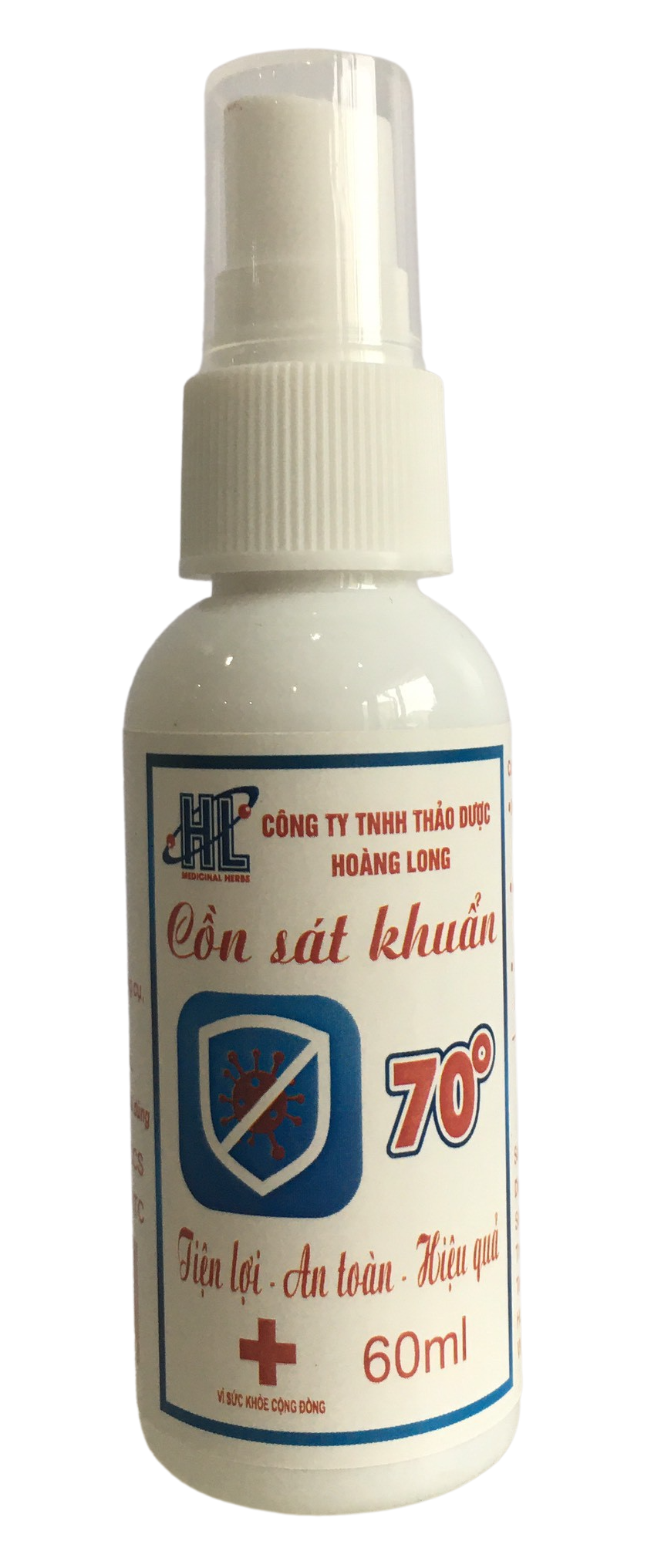 Cồn xịt Sát Khuẩn 70 Độ Hoàng Long 60ml - Chai xịt phun sương an toàn, tiện lợi, hiệu quả