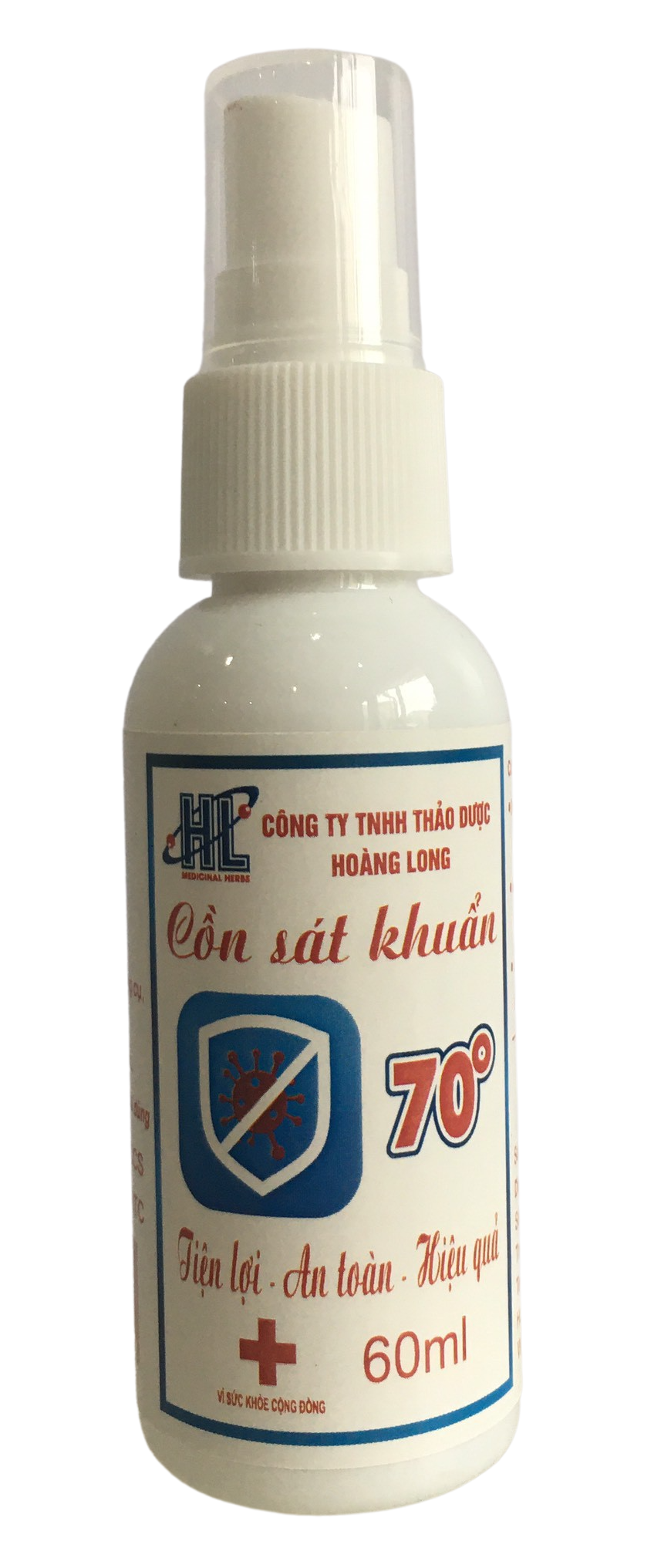 Cồn xịt Sát Khuẩn 70 Độ Hoàng Long 60ml - Chai xịt phun sương an toàn, tiện lợi, hiệu quả (Phù hợp dùng cho cá nhân, mang theo người)