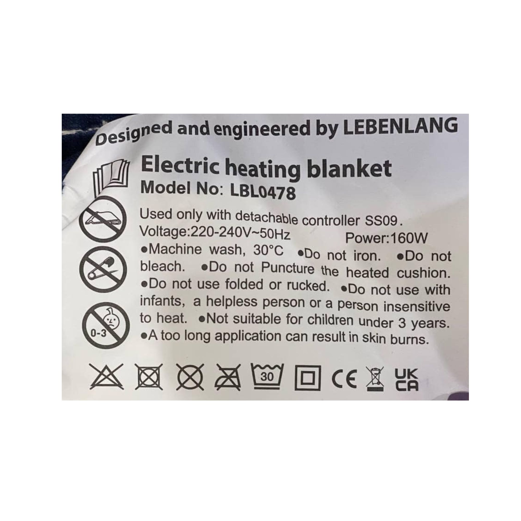 Chăn điện sưởi ấm Lebenlang LBL0478, đệm sưởi điện 160W, chất liệu lông thỏ 1m8x2m, 2 bảo hành - hàng chính hãng