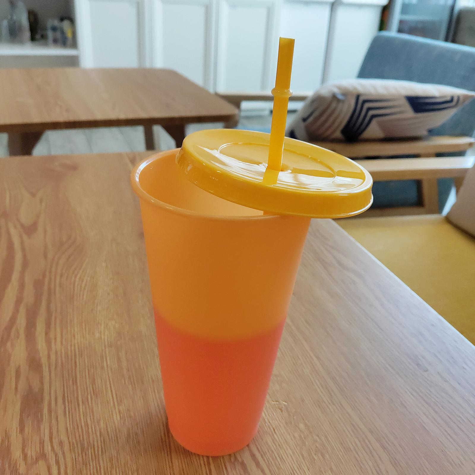 Color Changing Cups with Lids and Straws for Adults - 5 Reusable Tumblers with Lids and Straws in Bright Colors, Plastic Iced Coffee Cup