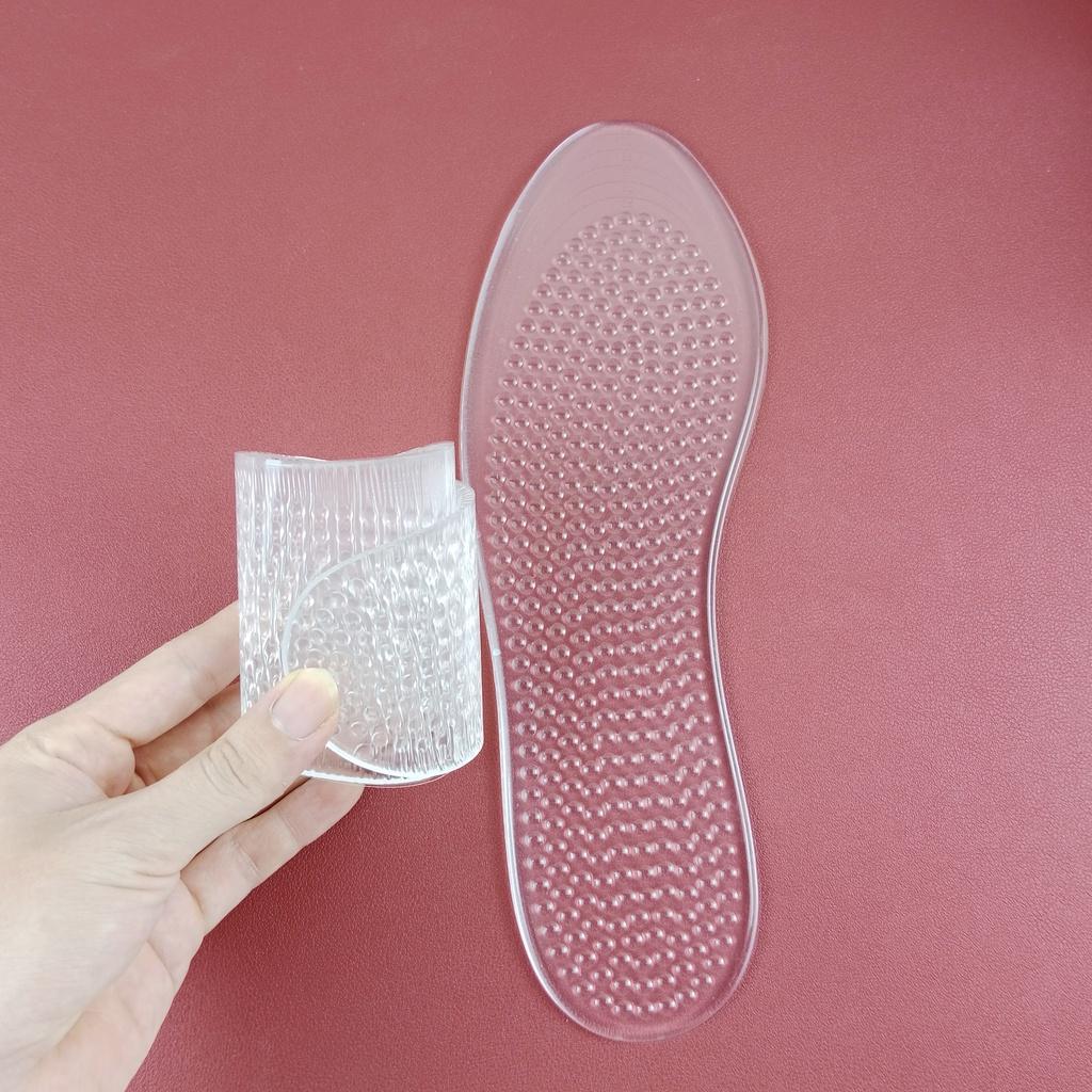Lót đệm giày silicon cao cấp, đàn hồi tốt, giảm áp lực, giảm đau chân, có gai massage chân
