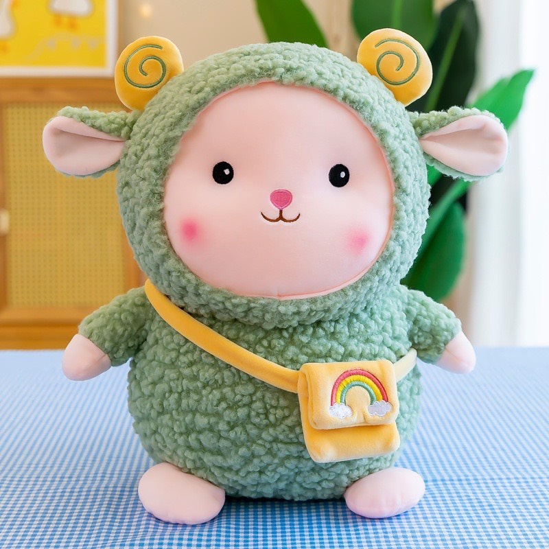 Gấu bông con cừu đeo cặp dễ thương, cừu lông xù siêu cưng cute (25cm) mẫu mới siêu hot, hàng xịn cao cấp loại 1 an toàn cho trẻ nhỏ