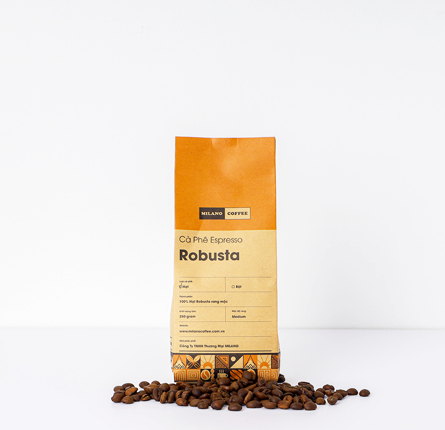 Cà phê 100% ROBUSTA rang mộc nguyên chất MILANO COFFEE - 250 gr