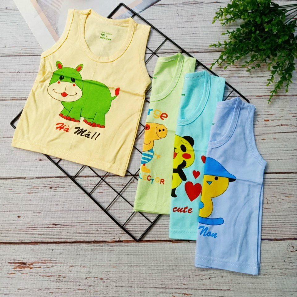 COMBO 4 ÁO BA/3 LỔ COTTON MÀU MẶC MÁT CHO BÉ