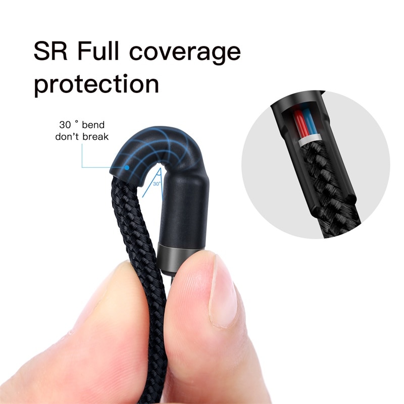 Cáp sạc nhanh Type-C PD2.0 60W cho MacBook, iPad Pro, Samsung, HTC, Xiaomi Baseus Cafule dài 2m - Hàng chính hãng