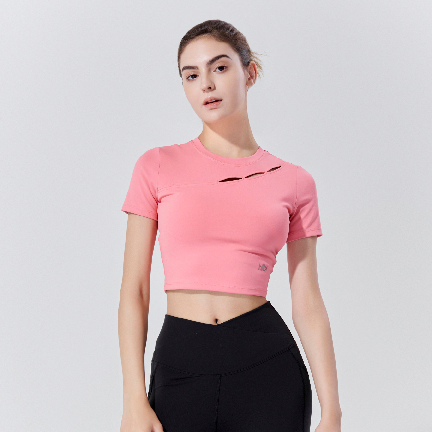 Áo Croptop Tập Yoga Gym Hibi Sports Cr826, Kiểu Phối Chéo , Kèm Mút Ngực