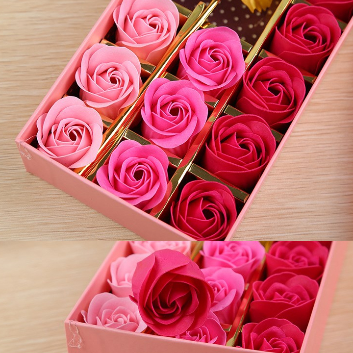 Quà tặng quốc tế phụ nữ 20/10 hộp quà 12 hoa hồng sáp và 1 nhánh hoa mạ vàng