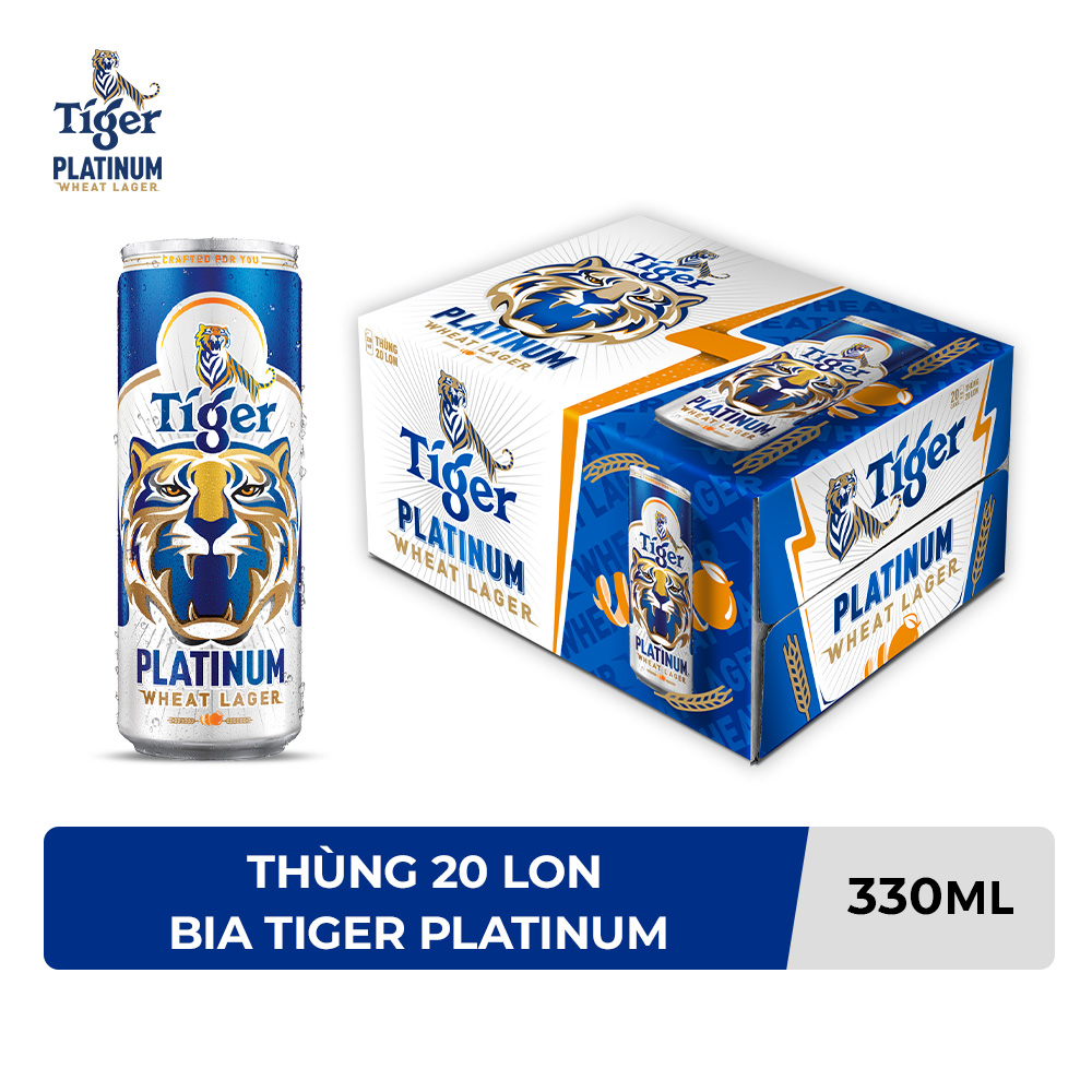 Thùng 20 lon bia lúa mì Tiger Platinum Wheat Lager 330ml/lon