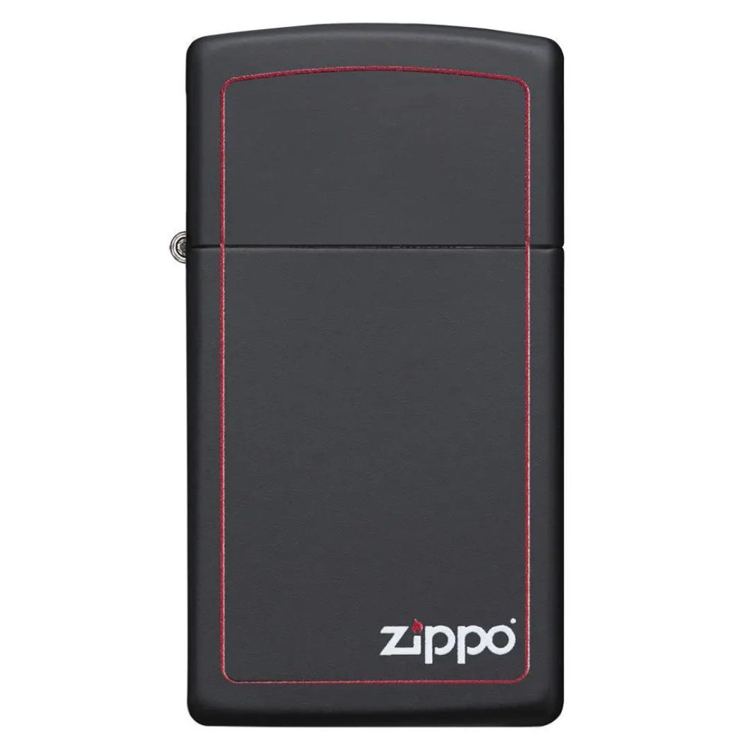 Zippo Slim đen nhám viền đỏ chính hãng – Bật lửa chống gió cao cấp