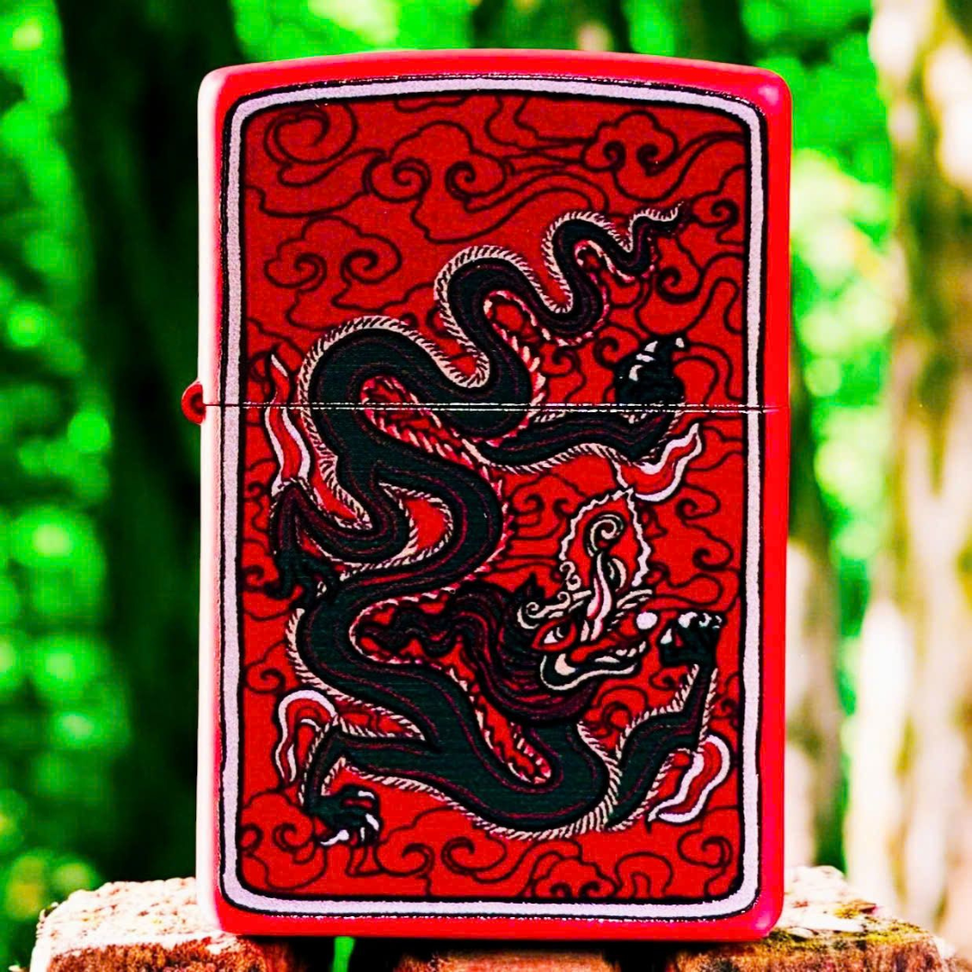 Bật lửa Zippo Year of the Dragon - Phiên Bản 12 Con Giáp (Tuổi Thìn) Thiết Kế Việt Nam, Sơn Tĩnh Điện Đỏ May Mắn Chính Hãng