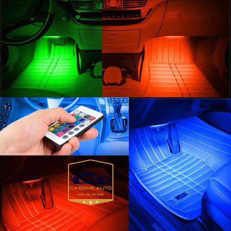 Đèn Led Gầm Nội Thất Ô Tô Nháy Theo Nhạc, Gồm 4 Thanh 22Cm 12 Bóng Led - Hàng Chính Hãng