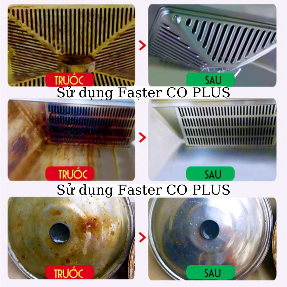 Combo Nước Tẩy Dầu Mỡ Bếp Gas, Vỉ Hút Mùi, Xoong, Nồi &amp; Tẩy Trắng Bồn Sứ, Gạch Nhà Vệ Sinh Faster 500ml