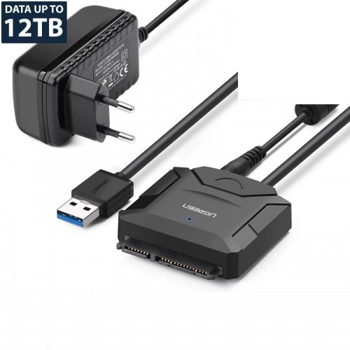 Dây chuyển đổi USB 3.0 sang SATA kèm dây nguồn 12V2A dài 25-50CM UGREEN 20636 - Hàng chính hãng