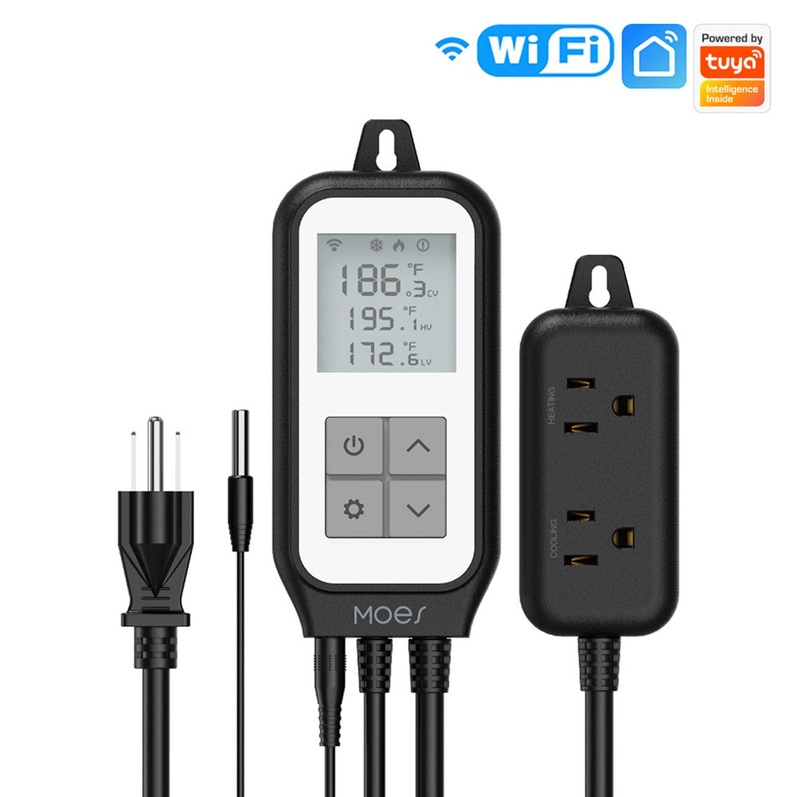 Bộ điều khiển nhiệt độ kỹ thuật số WiFi thông minh với các chức năng sưởi ấm và làm mát, màn hình LCD cho bể cá kính