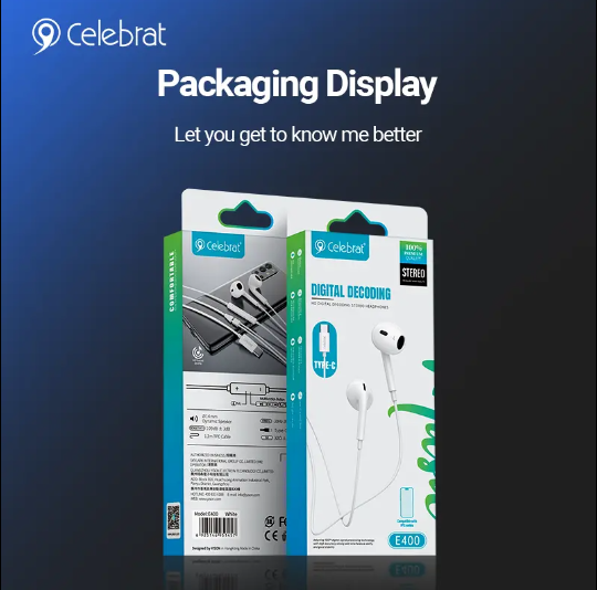 Tai nghe nhét tai có dây cổng Type-C Celebrat  E400 - Hàng chính hãng