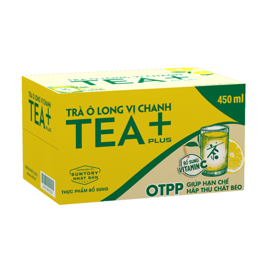 Thùng 24 Chai Trà Ô long Vị Chanh Tea+ (450ml/Chai)