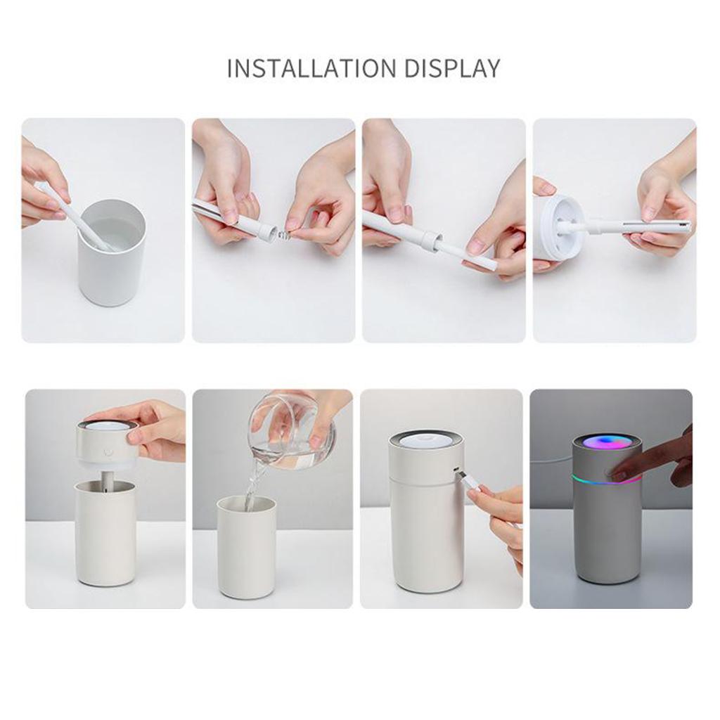 Humidifiers,320ml Ultrasonic Whisper-Quiet Humidifiers for Bedroom with 7 Color LED Display Sleep Timing Mode for Home Baby